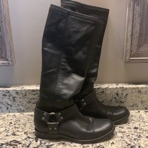 Frye tall leather harness boots